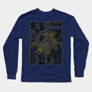 Xian, China City Map Typography - Gold Art Deco Long Sleeve T-Shirt